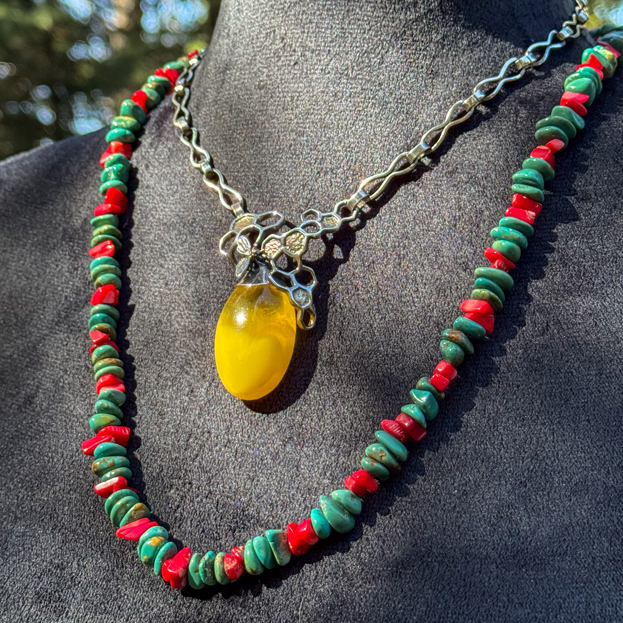 Sterling Slver and Baltic Amber Bee Necklace 5